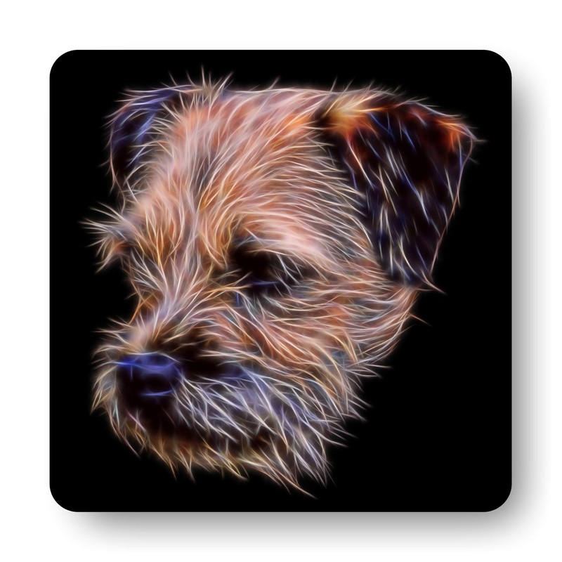 Fractal Artworks Border Terrier Coaster Set with Fractal Art Design