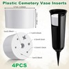 FillTouch 4 Pcs Cemetery Grave Vase Inserts Plastic Flowers Holder