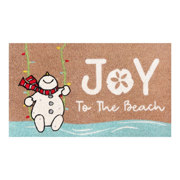 A1HC Natural Coco Coir Door Mat Joy The Beach with