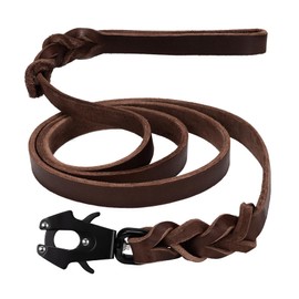 GEIT 4/5/6FT Leather Dog Leash, Heavy Duty Dog Training Leashes, Genuine Leather Braided Leash with Quick Release/Locking Tactical Frog Clip for Medium and Large Dogs