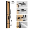 BATHLAVISH Black Shower Tower with Wood 304 Stainless Steel Shower