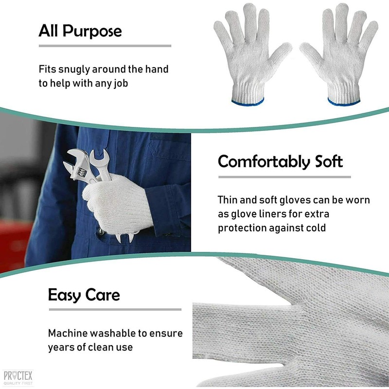 24 Pack Cotton String Knit Cotton Polyester Gloves Seamless Workwear