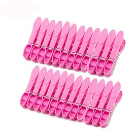 Strong Plastic Clothes Pegs for Drying Laundry Clothing Line Clips Set Travel clothespins 24 Pack Rose Red