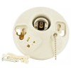 Leviton Porcelain ceramic LAMPHOLDER Medium Base w Outlet & pULL