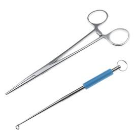 SING F LTD 1PC Straight Fishing Forcep & 1PC Fishing Hook Remover Stainless Steel Fishing Bait Tool for Unhooking Fish Removing Carp Pike