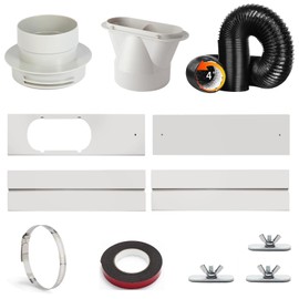Window Vent Kit with 59" Length Hose, Adjustable Window Seal with 4 Inch Diameter for Ducting Universal Portable AC Seal Panel for Horizontal&Vertical, for HVAC Ducting,Dryer, Grow Tents