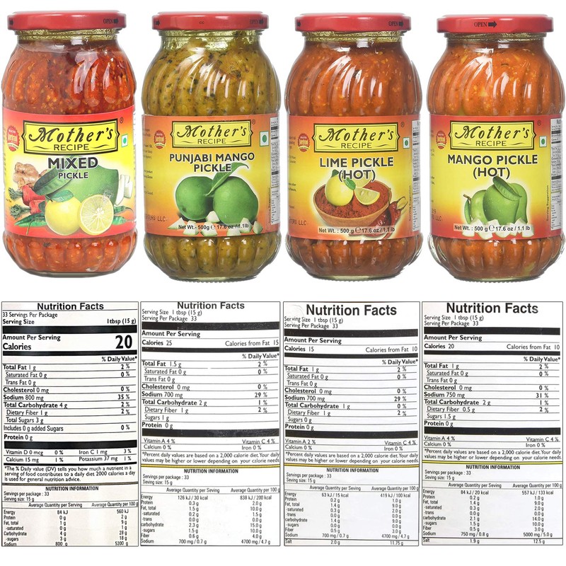 Mother's Recipe - Pickle Combo 4in1 (Mixed, Punjabi Mango, Lime