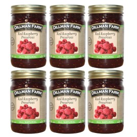 Dillman Farm All Natural Red Raspberry Preserves - Gluten-Free, Non-GMO, Vegan, Kosher, Preservative Free, Corn Syrup Free - Made in USA, 16oz (Pack of 6)