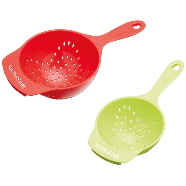 Kitchen Craft Healthy Eating Plastic Mini Colander Set - Red/Green (Pack of 2)