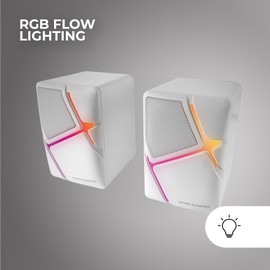 Mars Gaming MS-H, RGB Flow Gaming Speaker, Inverted Drivers and 10 W 3D Surround Sound, Compact Speaker with Volume Control, Universal 3.5 mm Jack Connection, White