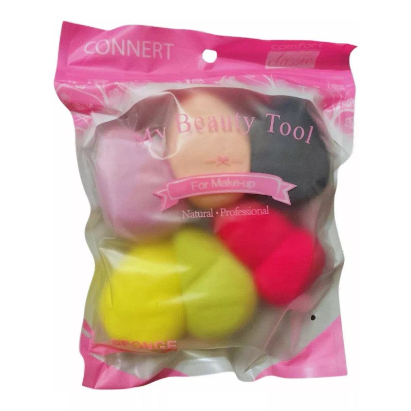 CONNERT Esponjas Para Maquillaje, Bolsa 6 Piezas, Diferentes Colores