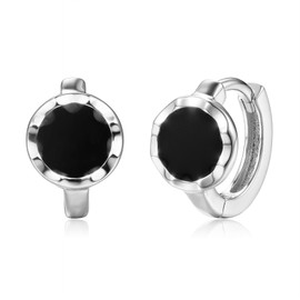 Schöner-SD Hoop Earrings in Black / Silver Small 925 Silver, Silver