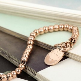 Flongo BFF Bracelet Friendship Necklaces Partner Bracelets 2 Pieces Stainless Steel Bangles Silver Rose Gold Ball Chain Pearl Beads Happy Cat Kitten Heart Men Women Set, Stainless Steel, Pearl