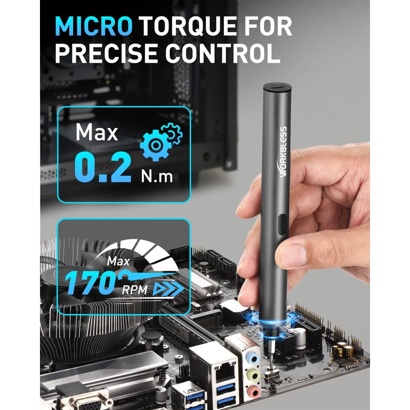 WorkBless WorkBless Mini Electric Screwdriver, 3.7V Precision Screwdriver Set, 24-in-1