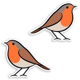 2 x 10cm Cute Red Robin Vinyl Stickers - Bird Wildlife Garden Fun Sticker #34822 (10cm Wide)