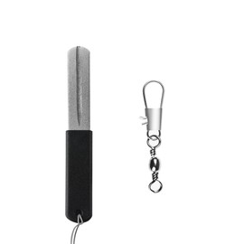 BOOHUQICH Hook Sharpener, Fishing Equipment, Hook Sharpener, Portable, Reusable, Grinder + Saltwater Freshwater Fishing Equipment, Set of 2 (Black Grip, Band Color Random)
