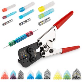 JRready ST2170 AS81824 Heat Shrinkable Crimp Splice Set with ACT-232 Crimp Tool (M22520/37-1 Equivalent) G411 Go-No Go Gauge 12# 16# 20# Butt Splice Connectors Includes PVDF/PE Heat Shrink Tubes