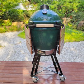 Quantfire Large Big Green Egg Nest, Grill Stand for Big Green Egg Accessories, Rolling Nest with Heavy Duty Locking Caster Wheels Powder Coated Steel for BGE Smoker Kamado Joe Accessories
