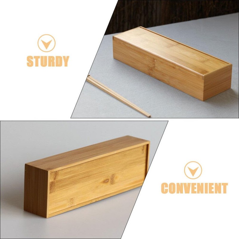 Cabilock Wooden Cutlery Box with Lid, Kitchen Chopsticks Box Utensils