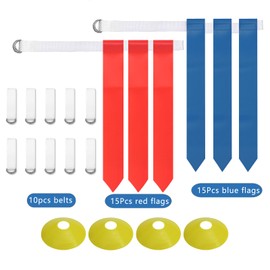 NANSHINE Flag Football Set For 10Players,10pcs Adjustable Flag Football Belts With 30pcs Flags 4 Cones For Kids Youth Or Adults Players Training Equipment