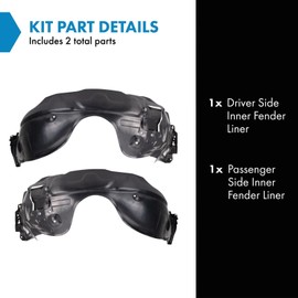 TRQ Inner Fender Liner Set Compatible with 2010-2012 Lexus ES350 LX1248114 LX1249114