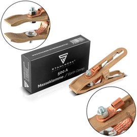 STAHLWERK Ground Pliers Ground Clamp Ground Clamp up to 500 A Solid Brass Accessories for Welding Machines and Plasma Cutters