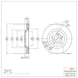 Dynamic Friction Company Front GEOSPEC Coated Brake Rotor 604-58026 (1) For 2014-2016 Acura MDX, 2015-2020 Acura TLX