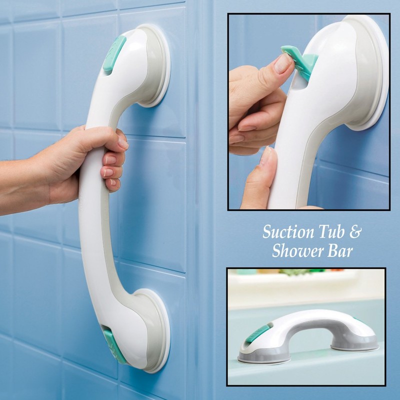 Collections Etc Suction Tub and Shower Bar 16", White