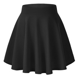 Urban CoCo Women's Basic Versatile Stretchy Flared Casual Mini Skater Skirt (XS, Black)