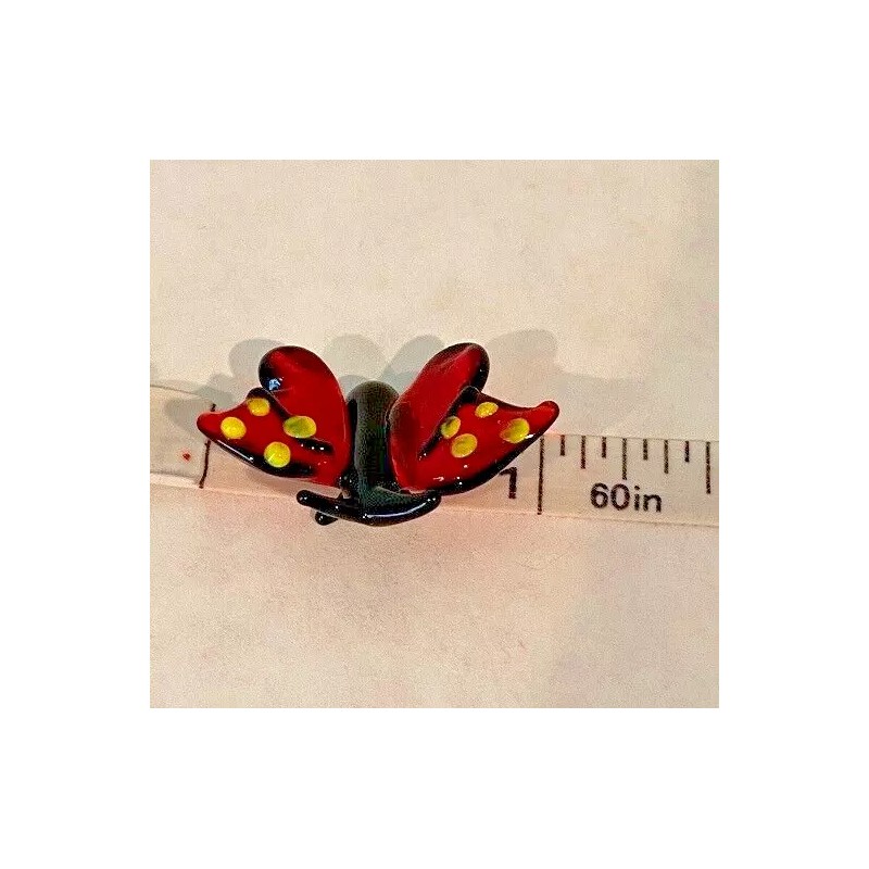 Ganz World Miniature Mini Glass Collectible Figurine RED BUTTERFLY 1"