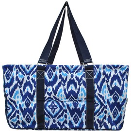 Turquoise Ikat Print NGIL Utility Tote Shopping Bag