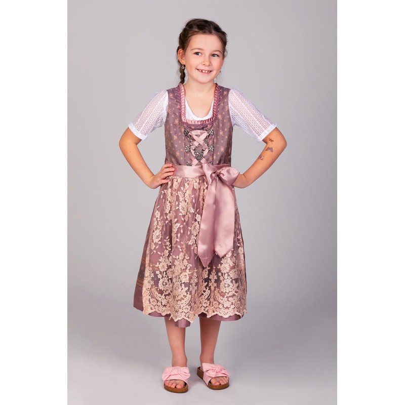 Edelnice Trachtenmode Madeleine Children's Dirndl 3-Piece Set Including Blouse, Apron