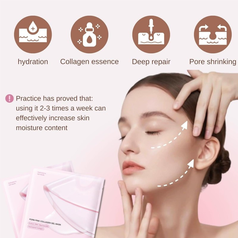 4PCS Pink Collagen Mask,Pink Collagen Face Masks Skincare,Colla/gen Overnight Face
