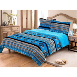 Nu Trendz Signature Southwest Design (Navajo Print) King Size 3pcs Set 17426 (Turquoise)