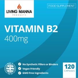Vitamin B2 Riboflavin 400mg per Capsule | 120 Vegan Capsules | Living Manna