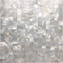 Art3d Peel and Stick Mother of Pearl Shell Mosaic Tile for Kitchen Backsplashes, 12" x 12" White (6 Pack)