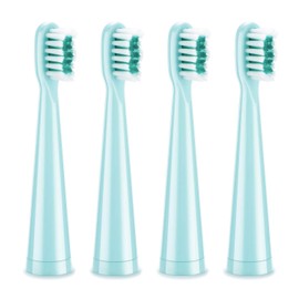 Vekkia Kids Electric Toothbrush Replacement Heads - 7X More Plaque Removal, End-Rounded 3D Curved Soft Bristles, Gentle & Efficient Clean Teeth, Perfect for Kid Small Mouth, Blue (4 Pack)