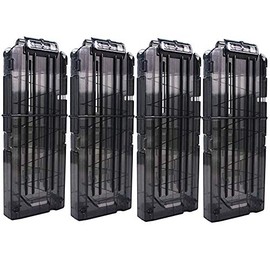 FUCAS Soft Bullet 4pcs Clips 12 Bullets Dart Gun Clips Magazine Clip for Nerf Toy Dart Gun (Transparent Black)