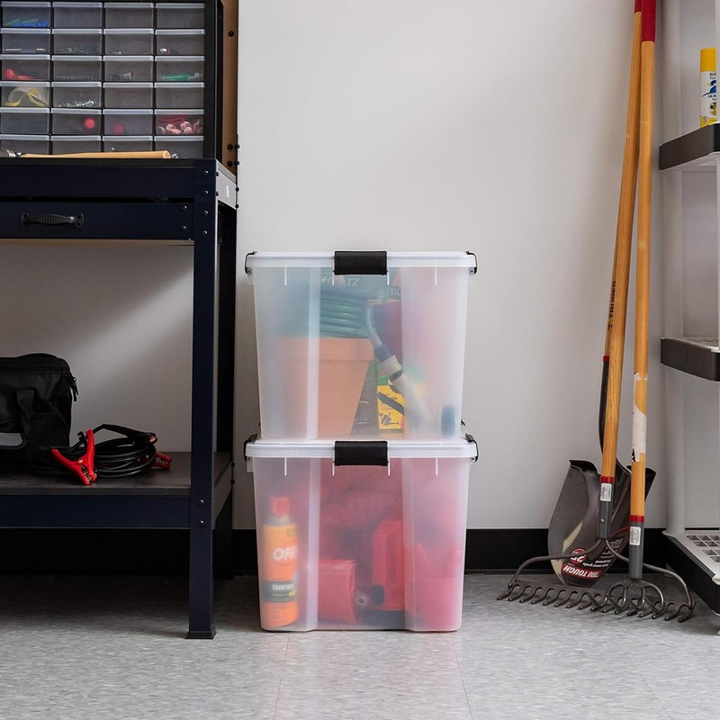 IRIS USA WeatherPro 74 Qt Storage Bins with Lids, 2