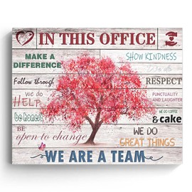 Motivational Inspirational Canvas Wall Art Decor - "In This Office" Wall Art, Uplifting Affirmations on Teamwork, Inspirational Affirmation Wall Decor for Home or Office, Uplifting Gift 16x20 inch