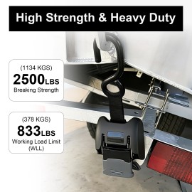 On Boat Transom Tie Down Straps to Trailer Heavy Duty Retractable Ratchet Straps, 2x43", 2500lbs Break Strength for Water, 1PackSpecification: 2x43",PL-AC11-1