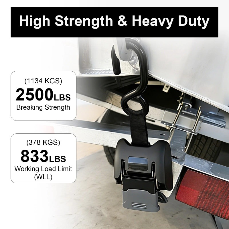 On Boat Transom Tie Down Straps to Trailer Heavy Duty