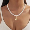 sineed Bubble Letter Necklace Gold Tennis Necklaces for Women 14K