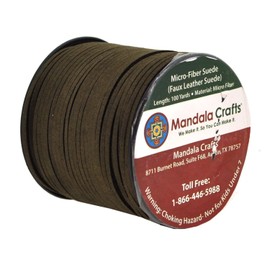 Mandala Crafts 100 Yards 2.65mm Wide Jewelry Making Flat Micro Fiber Lace Faux Suede Leather Cord (Olive Brown)