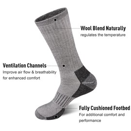 ECOEY Men's Merino Wool Athletic Socks, Outdoor Breathable Crew for Hiking, Running – 55% Merino Wool, Midweight, US Size 10-13