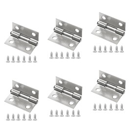 Piutouyar 6Pack Butt Hinge 1 Inch Mini 304 Stainless Steel Small Cabinet Folding Craft Hinges With Mounting Screws for Boxes Gate Drawer