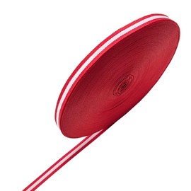 Red and White Stripe Fabric Ribbon Polyester Grosgrain Striped Decorative Ribbon for Home Décor Gift Present Wrapping (3/8 Inch * 55 Yards)