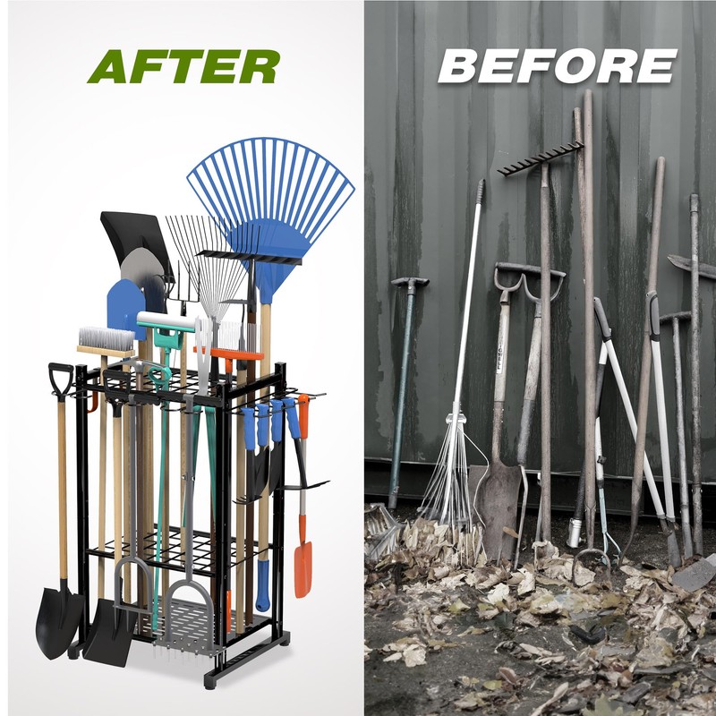 Garden Tool Organizer Rack Up to 50 Tools, Heavy-Duty Steel