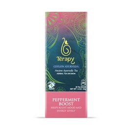 TERAPY AYURVEDIC TEA by Terapy Ceylon | All Natural Herbal Ingredients | USDA Organic | Eco-friendly Unbleached Organic Tea Bags (Peppermint Boost)