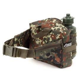 Commando Industries Bum Bag with Water Bottle Belt Bag Black BW Camouflage Outdoor Pack (Black), black